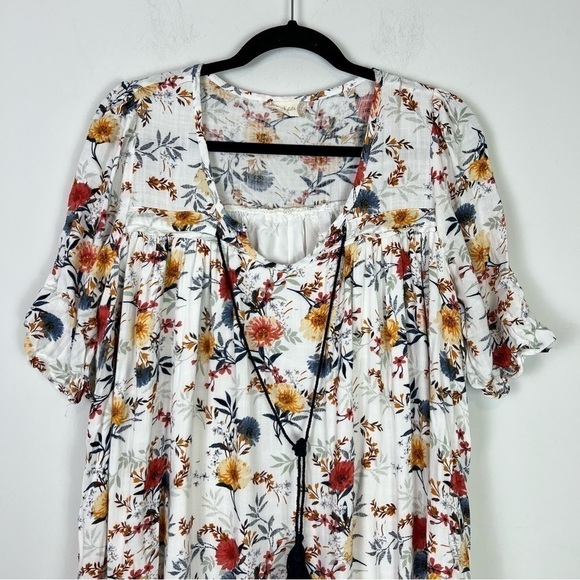 Altar'd State mini dress womens L Floral Spring Loose Fit Tie string neck - Picture 7 of 11